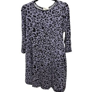 Hourglass Lilly Gray Leopard Cheetah Animal Print Size M/L Long Sleeve Dress NWT